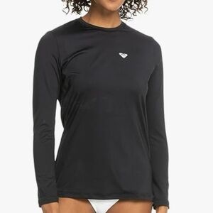 Roxy RashGuard Shirt Womens MEDIUM New Enjoy Waves Long Sleeve UPF 50+ Black NEW